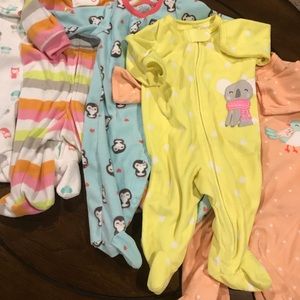 SET OF 5! Carters Bundle 3mos girls fleece pajamas